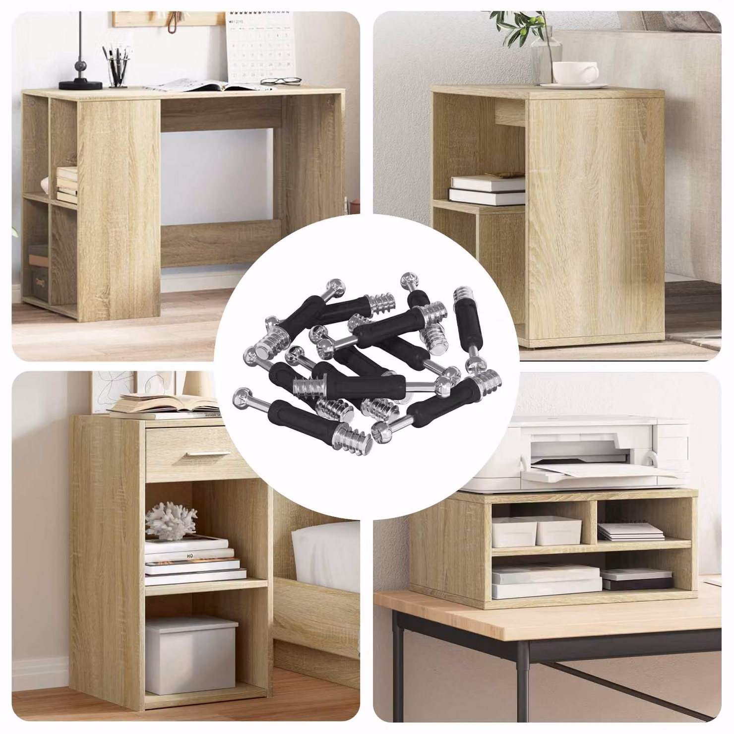 Set di 4000 viti a camma a forma di T vidaXL in acciaio zincato e plastica, colori argento e nero