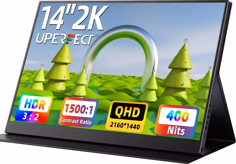 Monitor portatile, schermo ad alta risoluzione, compatibilità con più dispositivi, 14 pollici 2K, spina UE