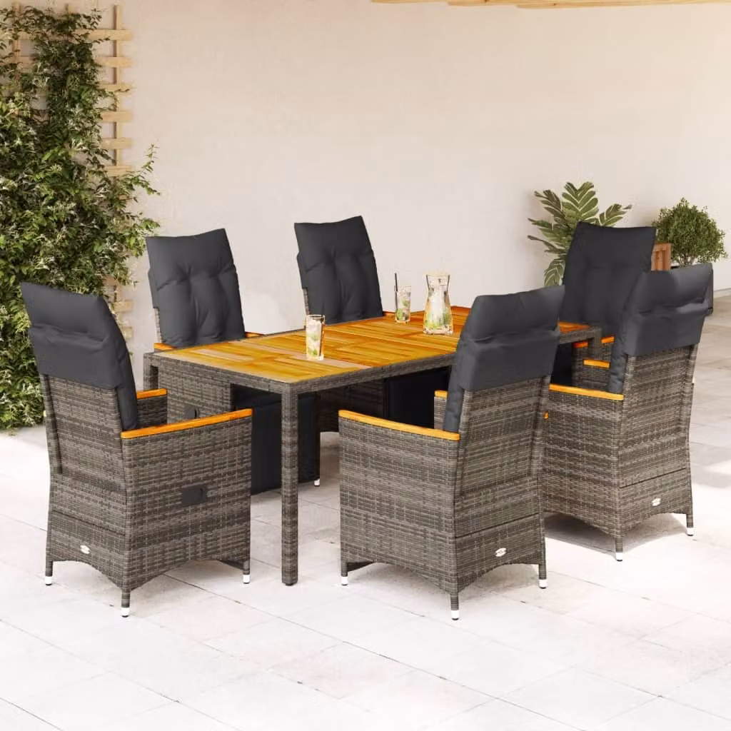 Maison Exclusive - Set da giardino bistrot 7 pezzi con cuscini grigio in polyrattan