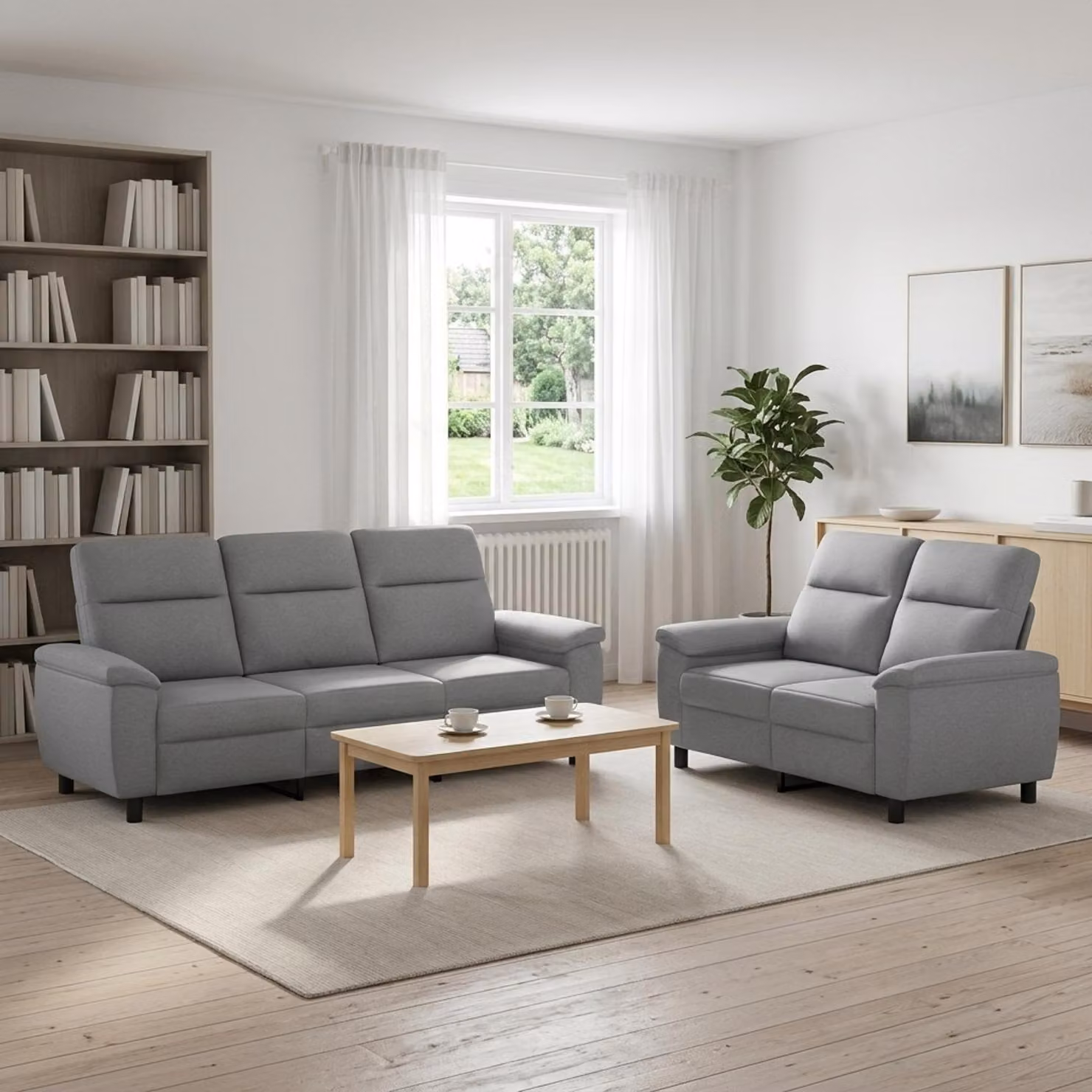 Set di 2 divani moderni vidaXL in tessuto grigio con struttura in metallo per il tuo soggiorno