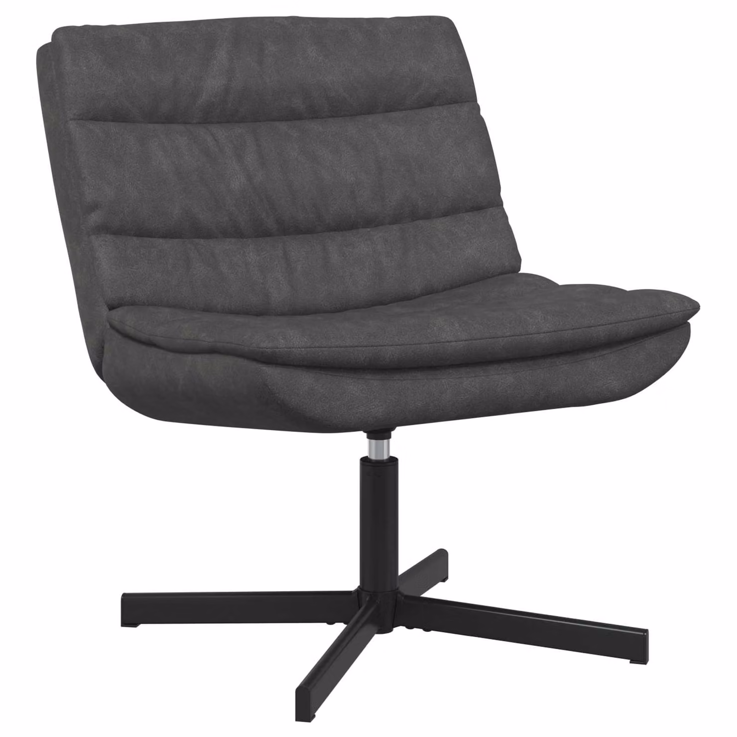 Sedia girevole da ufficio vidaXL in ecopelle nera con base in metallo e plastica, L 63 x P 75 x H 76 cm