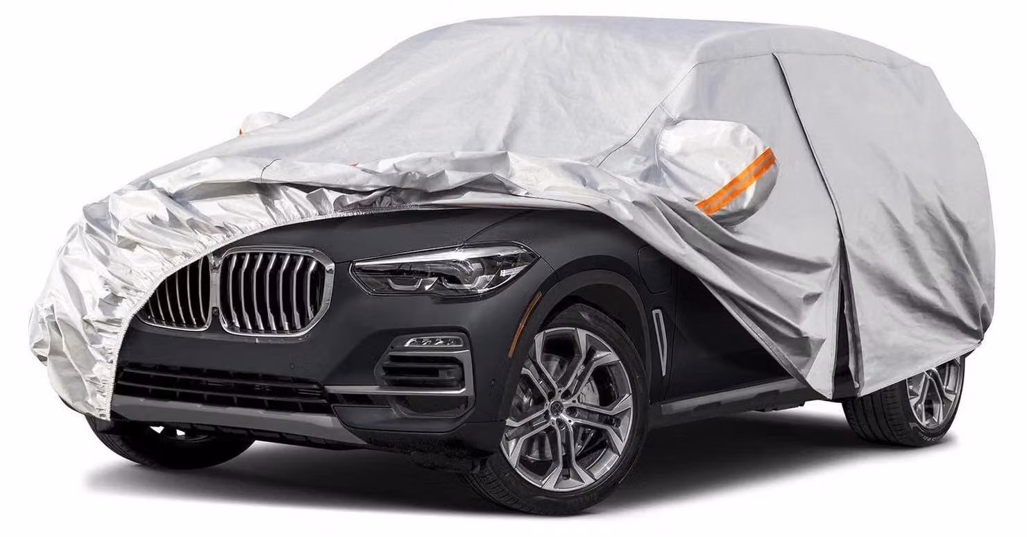Copertura per auto a 6 strati, impermeabile e traspirante, per SUV di lunghezza compresa tra 485 e 510 cm, colore argento, realizzata in alluminio