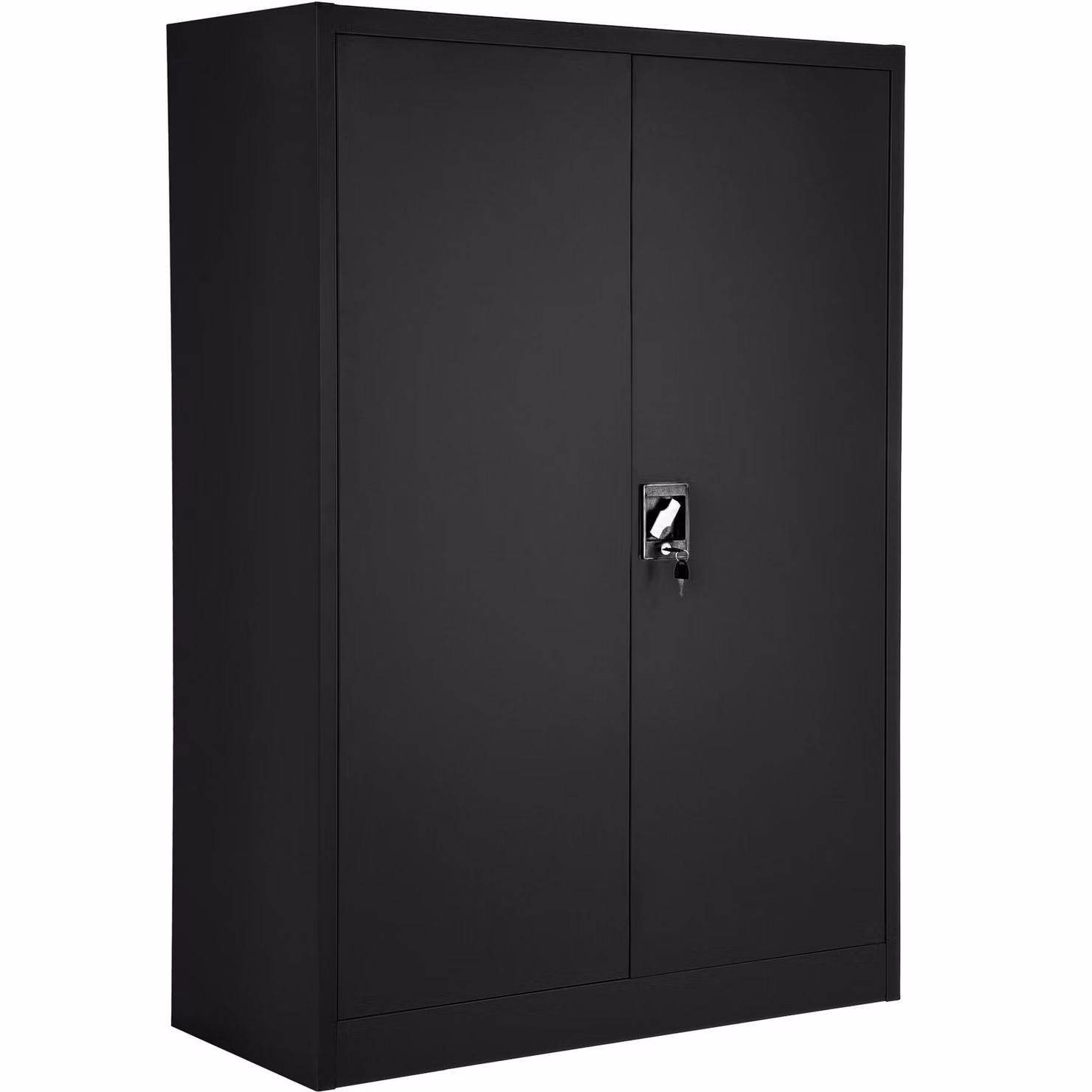 Armadio portadocumenti in metallo Tectake con ante a battente e serratura, nero, H 140 cm x L 90 cm x P 40 cm – 3