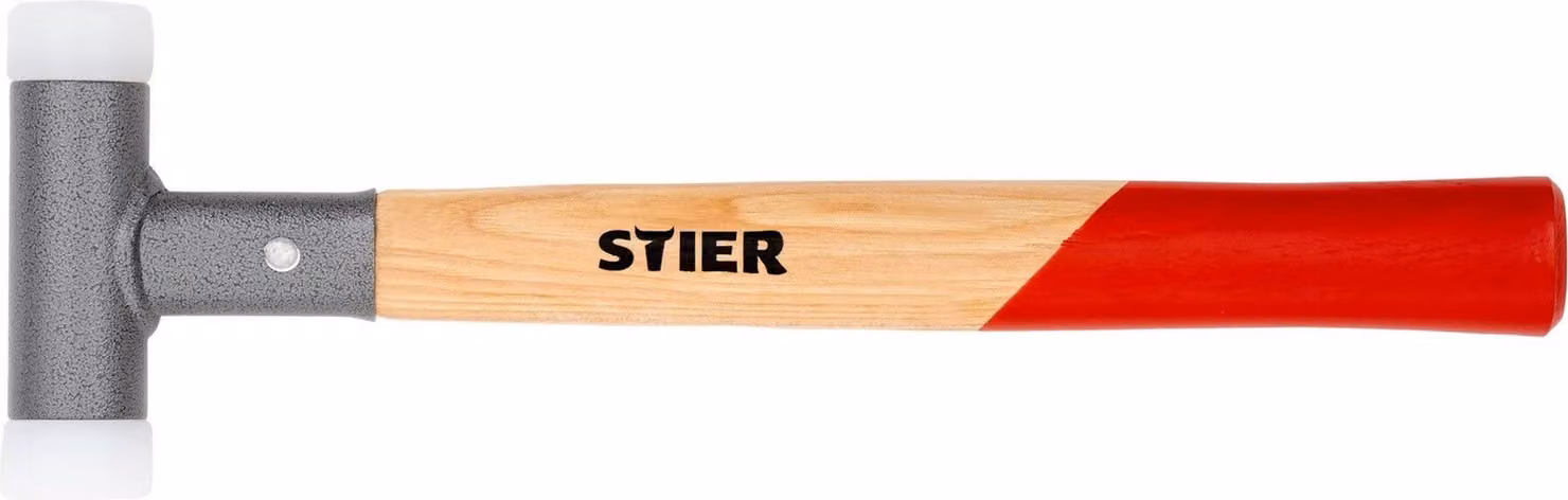 Martello a percussione STIER con manico in legno di noce americano, UPE/nylon (65D/70D), Ø 30 mm, senza contraccolpo