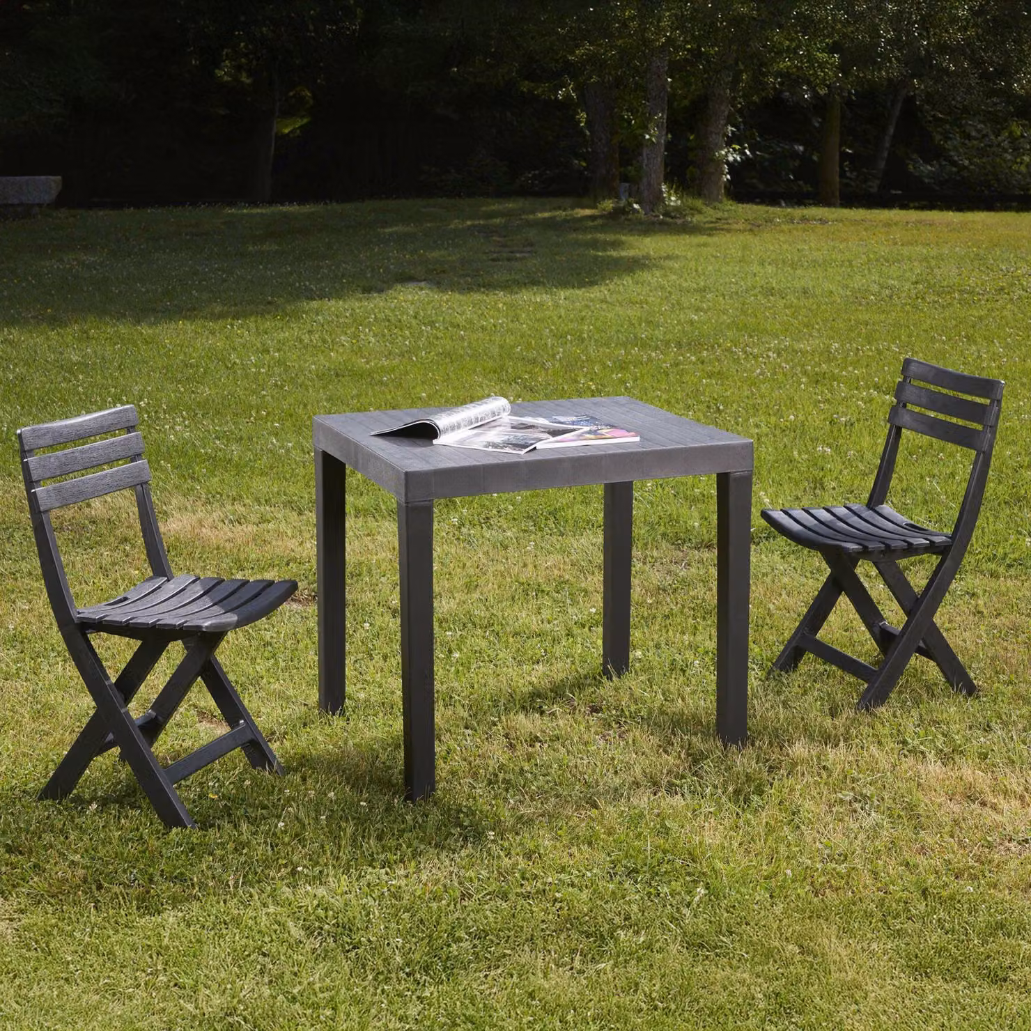 Dmora set Salotto da Esterno Altar Nero Antracite, 2 Posti Impermeabile, Idrorepellente, Lavabile  Italy