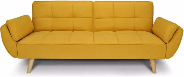 Divano letto clic clac in tessuto vellutato giallo piede naturale - Divano 3 posti - Ambra - DL-AM16FBC