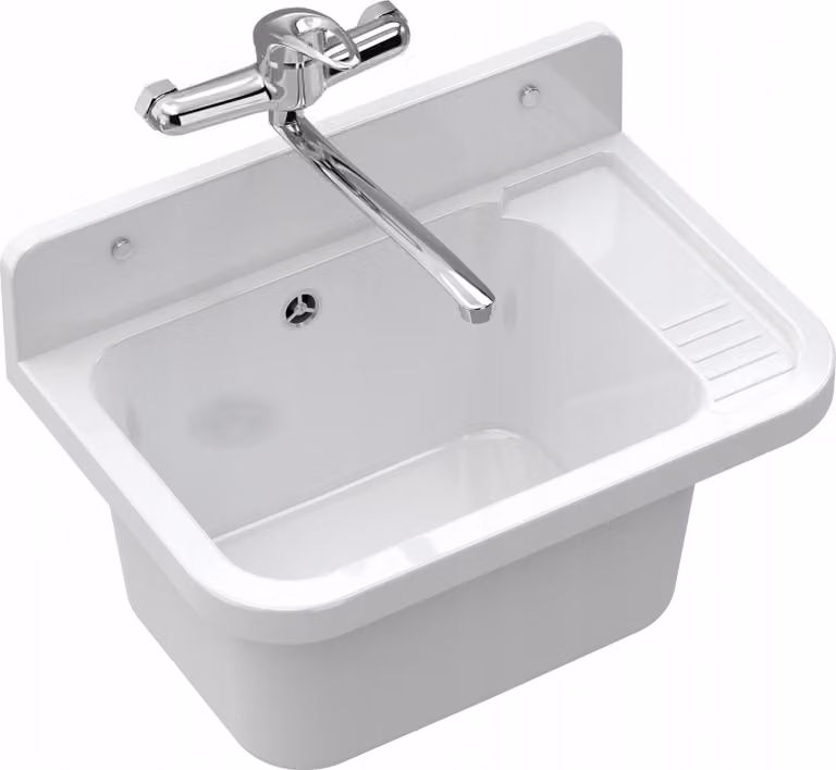 Granitan - Lavabo - Lavello - Bianco - resistente agli agenti chimici - per officina e garage - Lavello da cucina