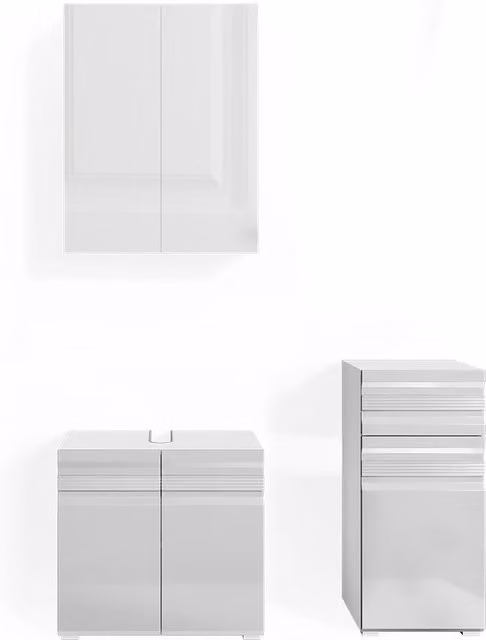 Set mobili bagno Fredd Bianco lucido 3 pezzi Vicco