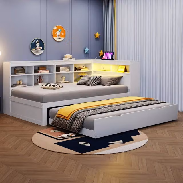 letto in legno bianco 116 x 222.3 cm