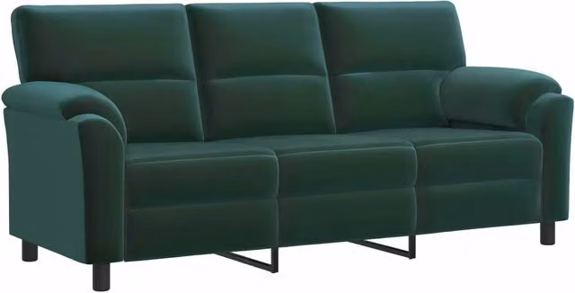 Divano moderno in velluto verde e nero vidaXL con struttura in metallo e coperture rimovibili L: 214 cm, P: 85 cm, H: 93 cm – 1