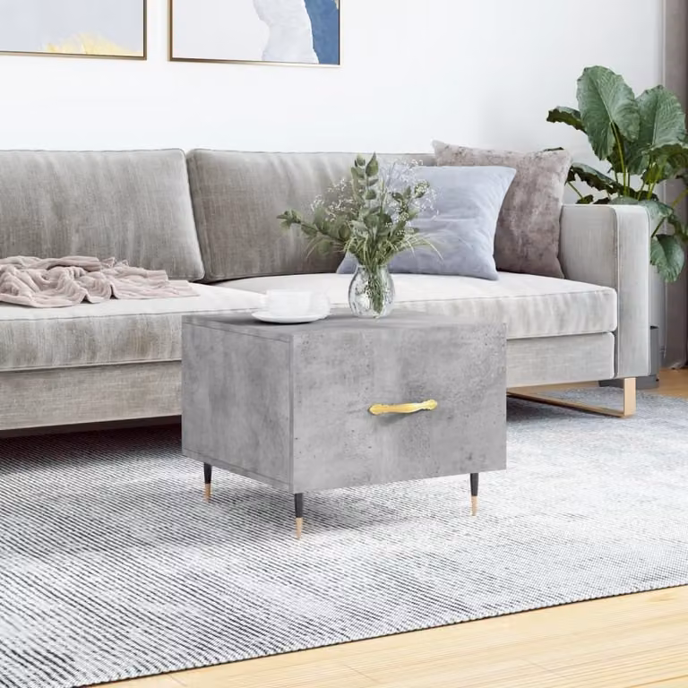 The Living Store tavolino in cemento grigio 50x50x40 cm materiale a base di legno
