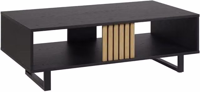 Tavolino robusto collezione LOFT Colori nero e rovere. Piedi in metallo nero
