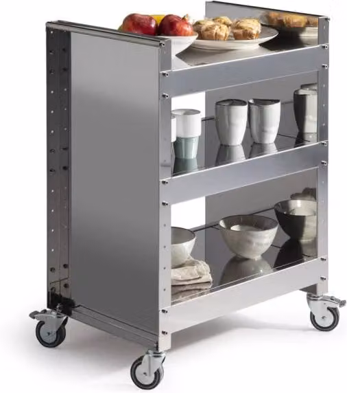 Carrello con ruote portatutto in acciaio inox, 3 ripiani regolabili, TEO