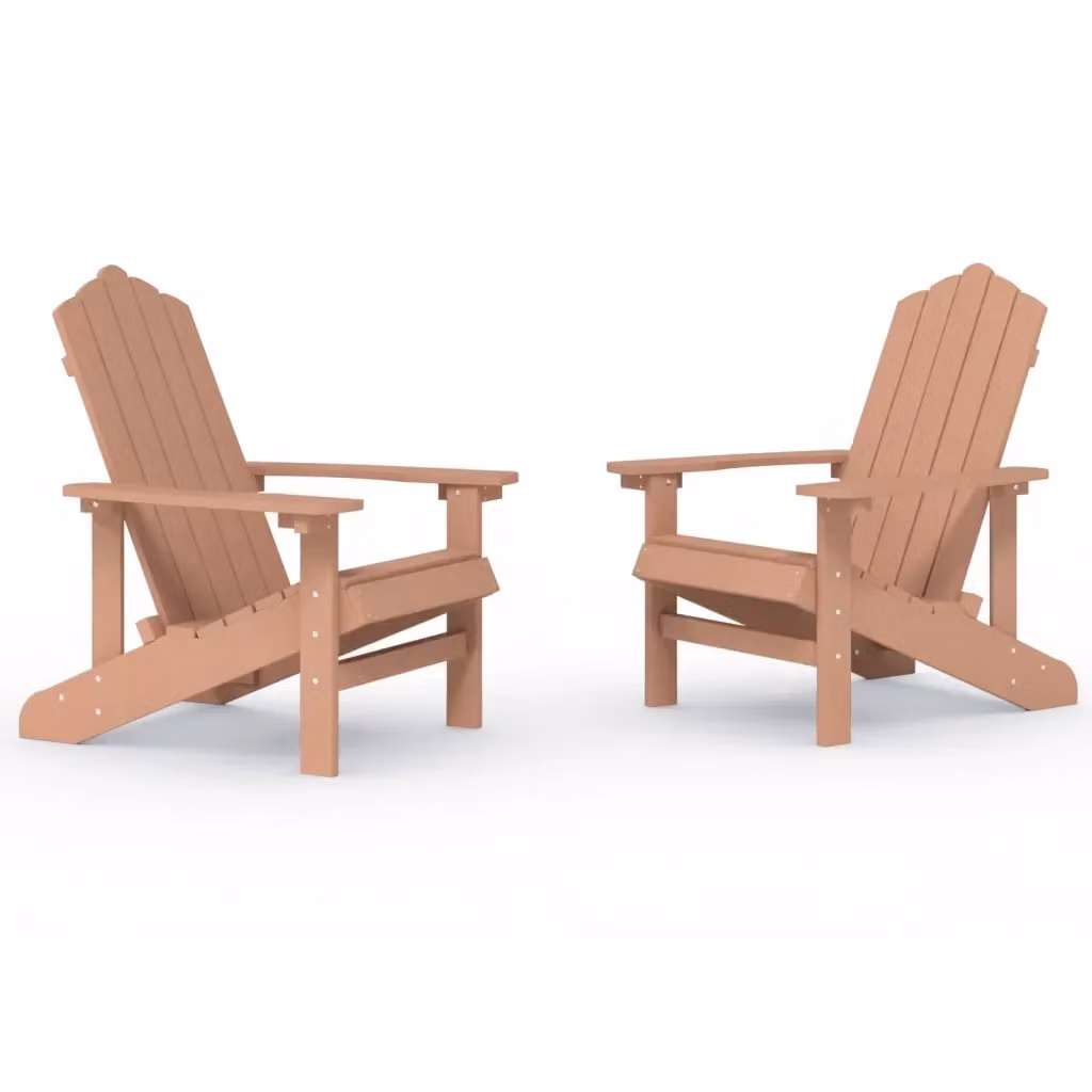 Set di 2 sedie da giardino Adirondack vidaXL in HDPE marrone con braccioli e resistenza ai raggi UV – 2