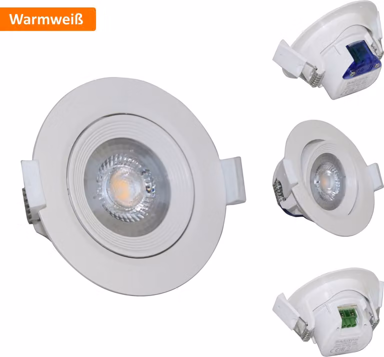 10x Faretto da incasso LED orientabile incl. lampadina LED 5W bianco caldo 380lm 230V trasformatore incorporato Faretto da soffitto luce rotonda bianco