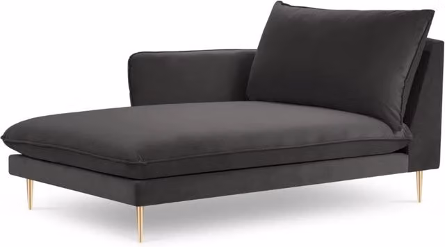 Chaise longue sinistra Vienna di Cosmopolitan Design in velluto grigio scuro L/P/H: 130 x 95 x 95 cm