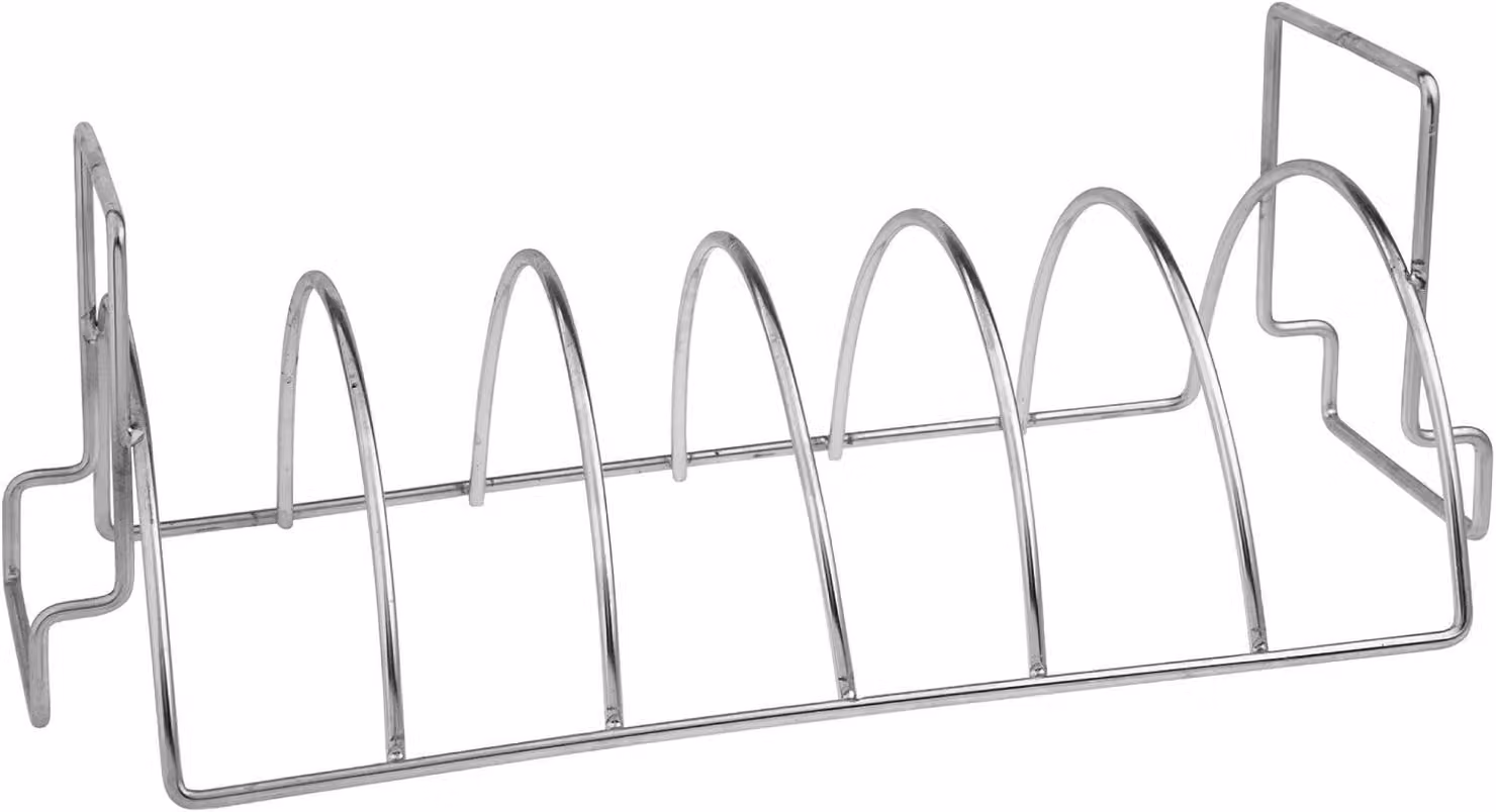 Griglia per costine di maiale, in acciaio inossidabile, per 6 costine, accessorio per barbecue per la cucina