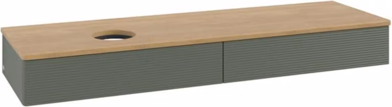 V&B Mobiletto con struttura frontale - illuminazione Antao 160x50cm, WBP hon. Oa, lea gre. m Lac