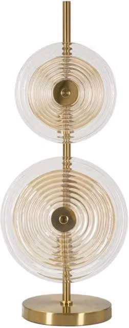 Lampada da Tavolo Venice Vikasa Home in Vetro Ambrato e Ottone H 63 cm, L 25 cm