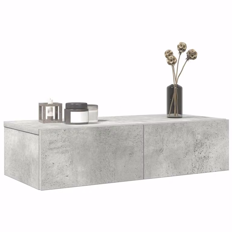 Scaffale a Parete con Cassetti vidaXL Grigio in MDF Moderno L: 60 cm, P: 26,5 cm, H: 15 cm