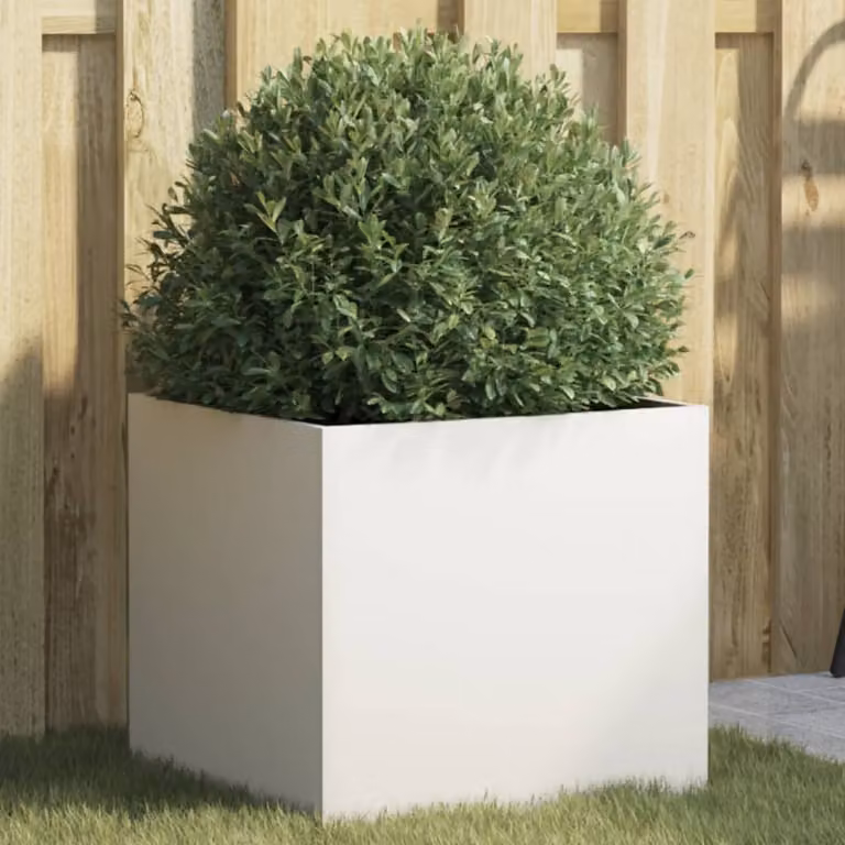 Fioriera da giardino vidaXL in acciaio bianca L 42 cm, P 40 cm, H 39 cm