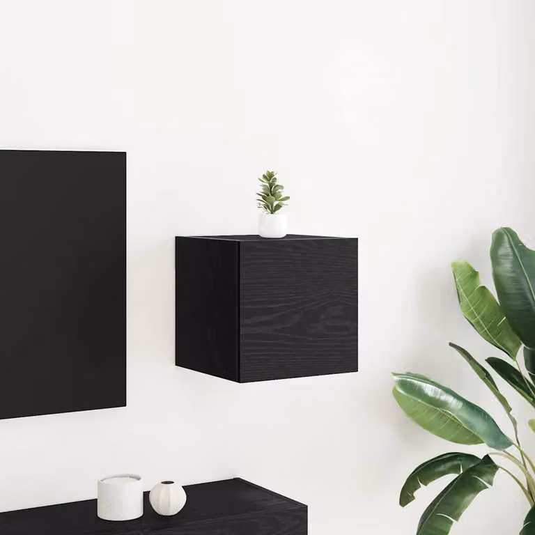 Mobile TV da parete vidaXL moderno in Rovere Nero, L 30,5 cm x P 30 cm x H 30 cm