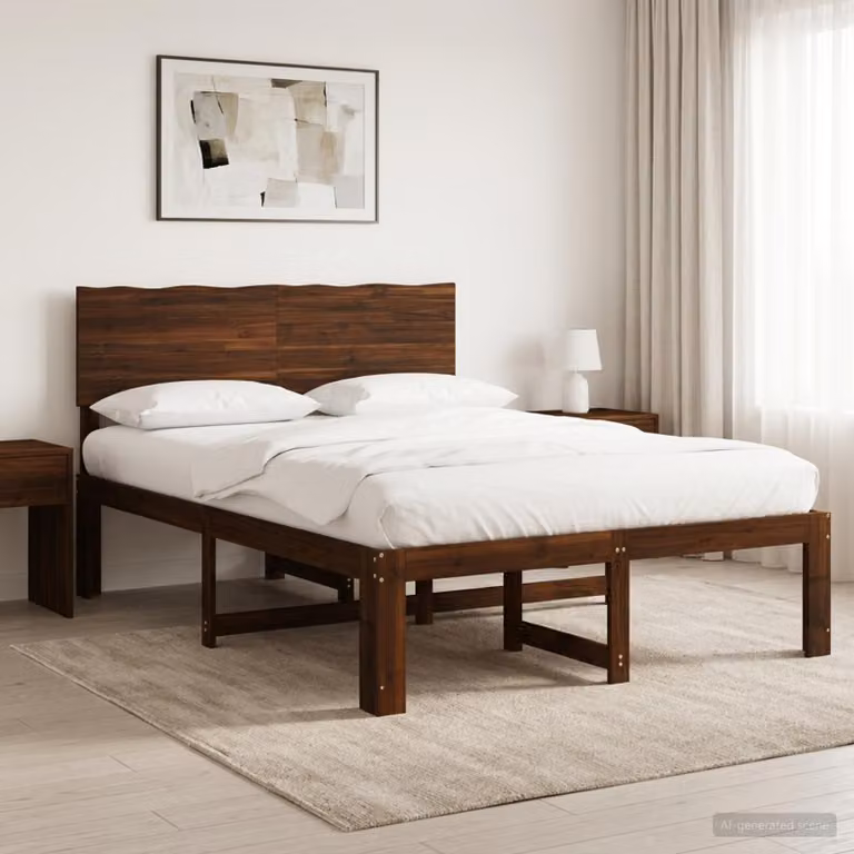 Letto matrimoniale con testiera vidaXL ROSTOCK in legno di acacia marrone scuro L/P/H: 164 x 200 x 101 cm