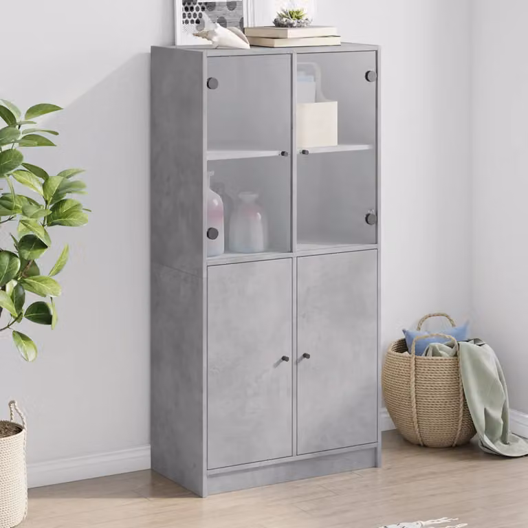 vidaXL Credenza Moderna con Ante con Cerniera Grigio, L: 68 cm, P: 37 cm, H: 142 cm