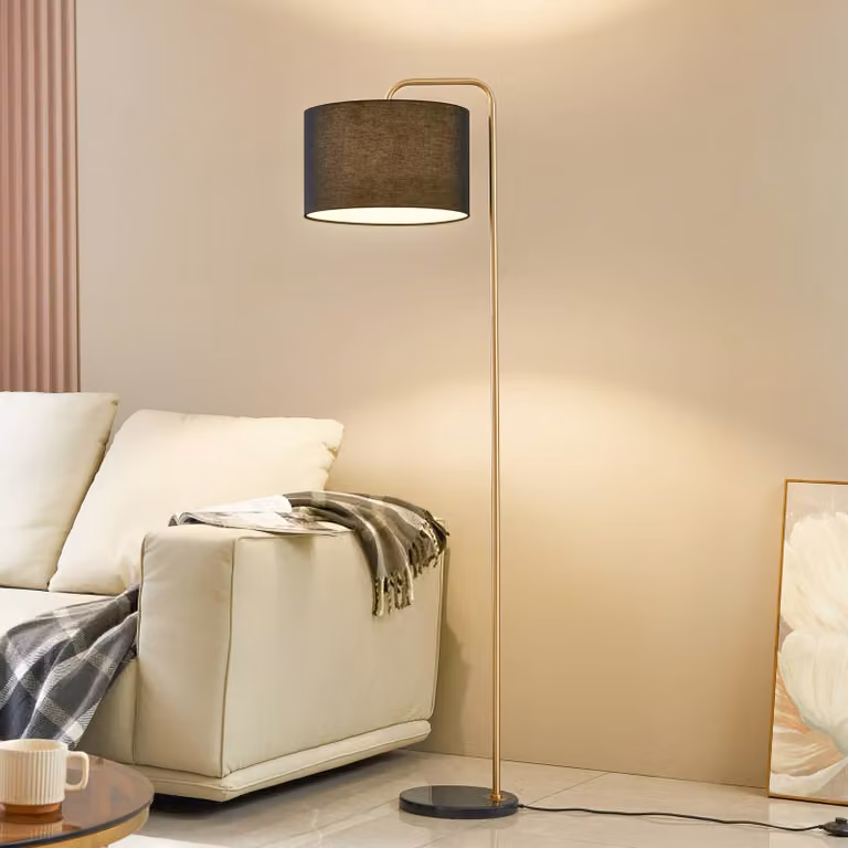Lampada da terra Hillary Lindby, Nero, Soggiorno / Sala da pranzo, Tessuto / Stoffa / Seta, Moderno, Lampada da terra