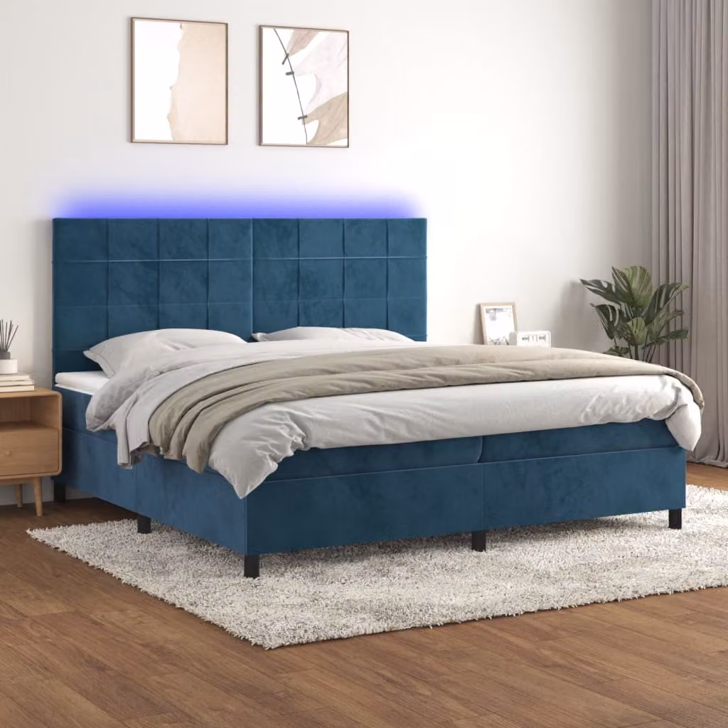 Maison Exclusive - Letto a Molle con Materasso e LED Blu Scuro 200x200 cm