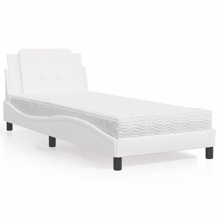 Letto con Materasso Zadar vidaXL Bianco in Similpelle L/P: 100 x 200 cm