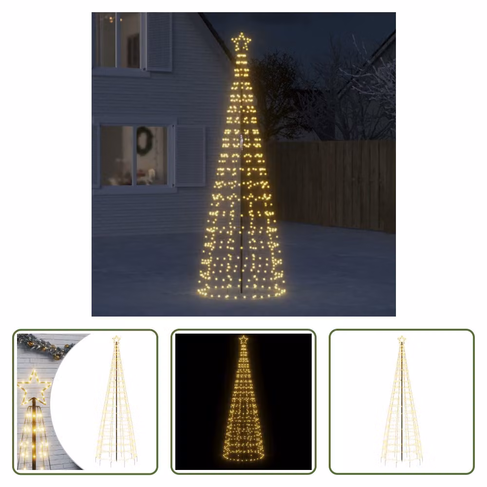 The Living Store Albero di Natale a LED con punte a terra 570 LED Bianco caldo 300 cm