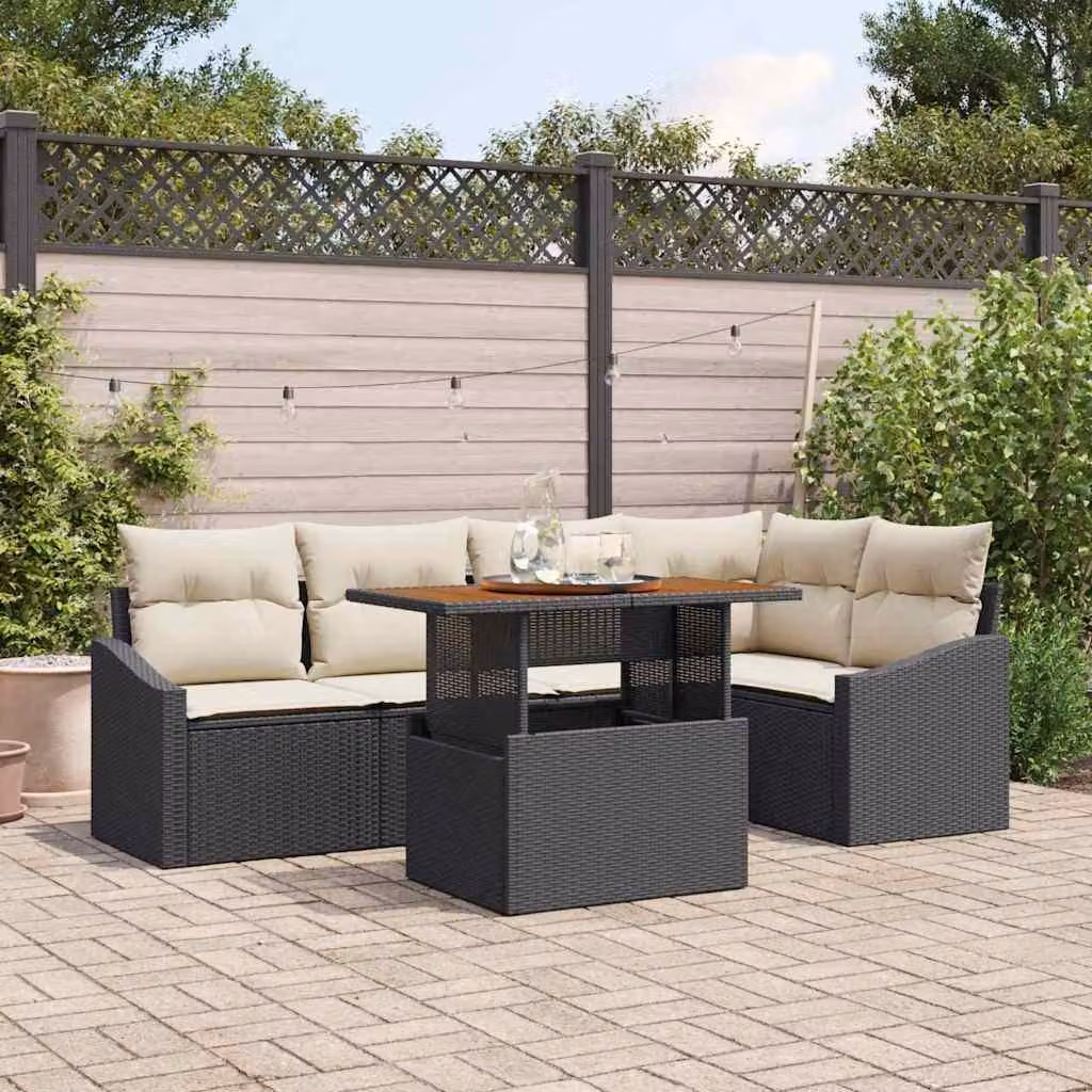 Maison Exclusive - Set da giardino composto da 6 pezzi, divano in rattan sintetico nero