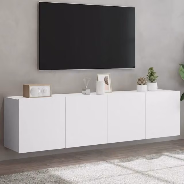 Set di 2 Mobili TV da Parete vidaXL Bianchi Moderni L: 80 cm, P: 30 cm, H: 41 cm