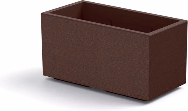 Vaso fioriera rettangolare Materia in plastica con ruote, Colore: Bronzo, Lunghezza: 80 cm