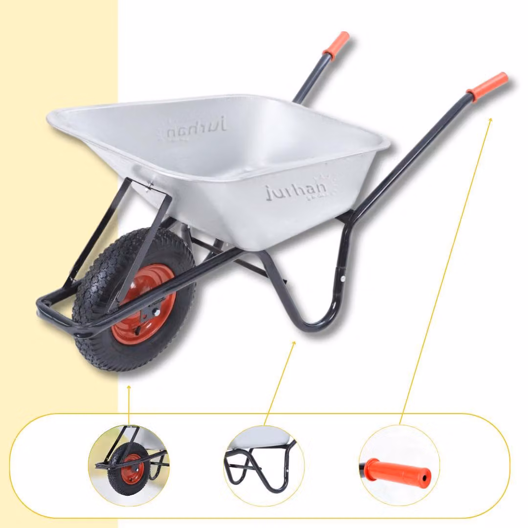 BARRY carriola zincata, capacità massima 100l/250kg, argento/nero