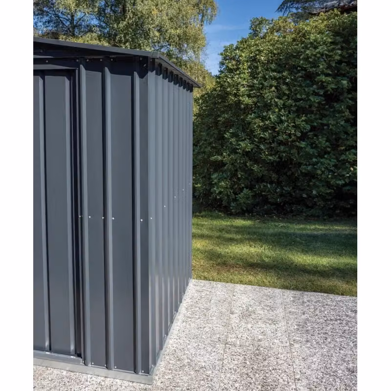 Casetta da giardino Moia a due falde in acciaio grigio antracite L: 183 cm, P: 154 cm con porta scorrevole – 2