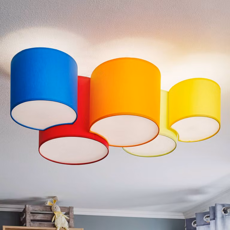 Plafoniera soffitto Mona TK Lighting, dimmerabile, Multicolore, Camera da letto, Tessuto / Stoffa / Seta, Moderno, Plafoniera