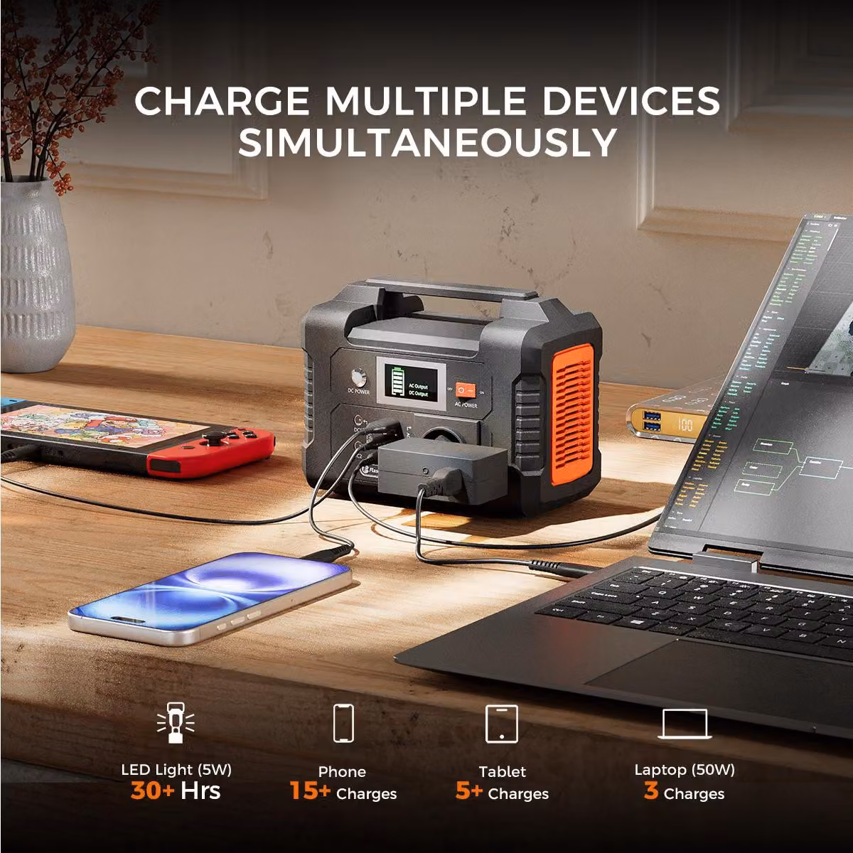 Centralina portatile da 200W, 151Wh - Generatore compatto - Batteria agli ioni di litio - Presa di corrente AC da 230V - Adatta per uso esterno
