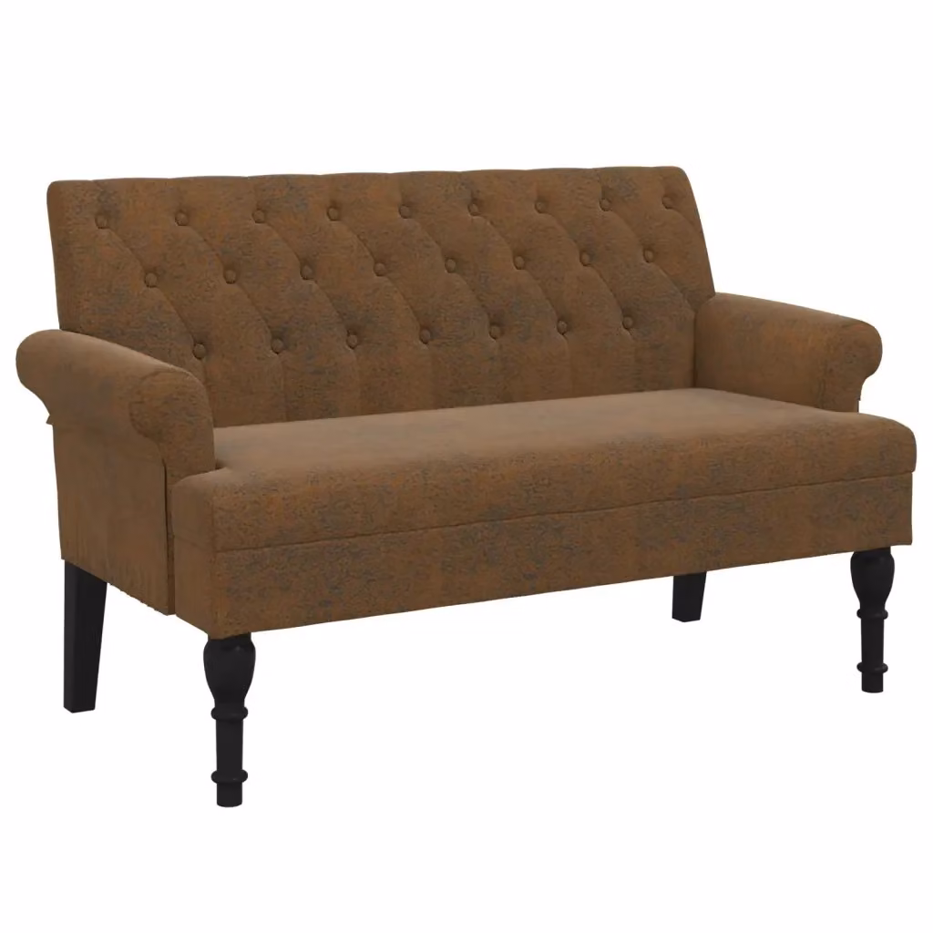 Panca con Schienale Design Mania in Scamosciato Marrone L: 120 cm, P: 62 cm, H: 75,5 cm – 2