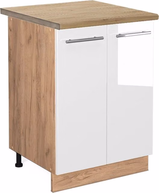 Mobiletto base cucina Fame-Line Bianco lucido/Rovere dorato 60 cm, PL Rovere Vicco