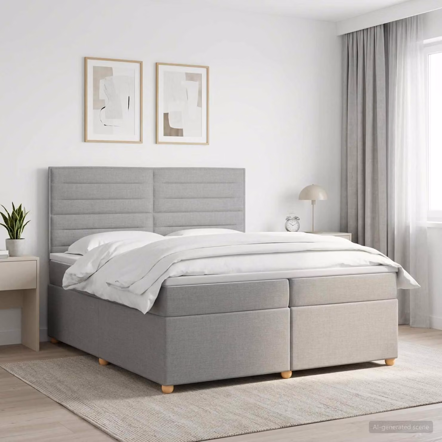 Maison Exclusive - Letto boxspring con materasso Grigio chiaro 200 x 200 cm Tessuto