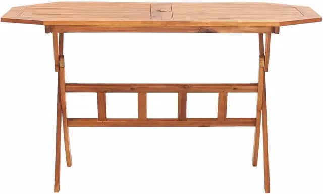 Tavolo da giardino rettangolare pieghevole in legno di acacia marrone L: 135 cm, P: 85 cm, H: 75 cm