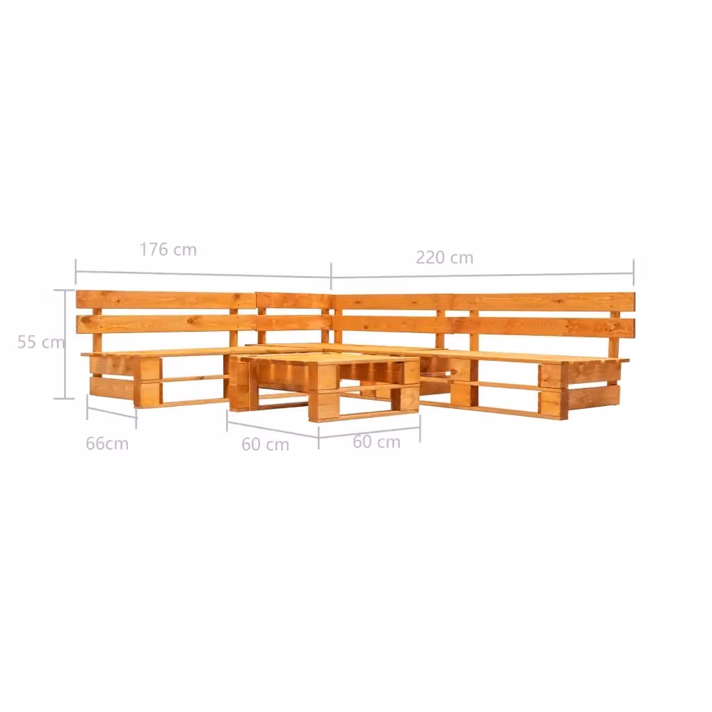Set di Divani da Giardino vidaXL in Legno di Pino Marrone con Cuscini, Composizione a L con Divano a 2 Posti, Elemento Angolare, Ottoman e Tavolino da Caffè – 2