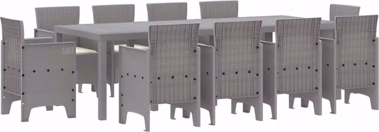 Set da Pranzo per Giardino 11 pcs Grigio chiaro Polipropilene