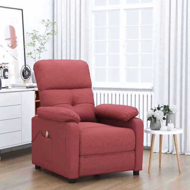 Divano Sedia-Poltrona Massaggiante Elettrica Rosso Vino in Tessuto 128500