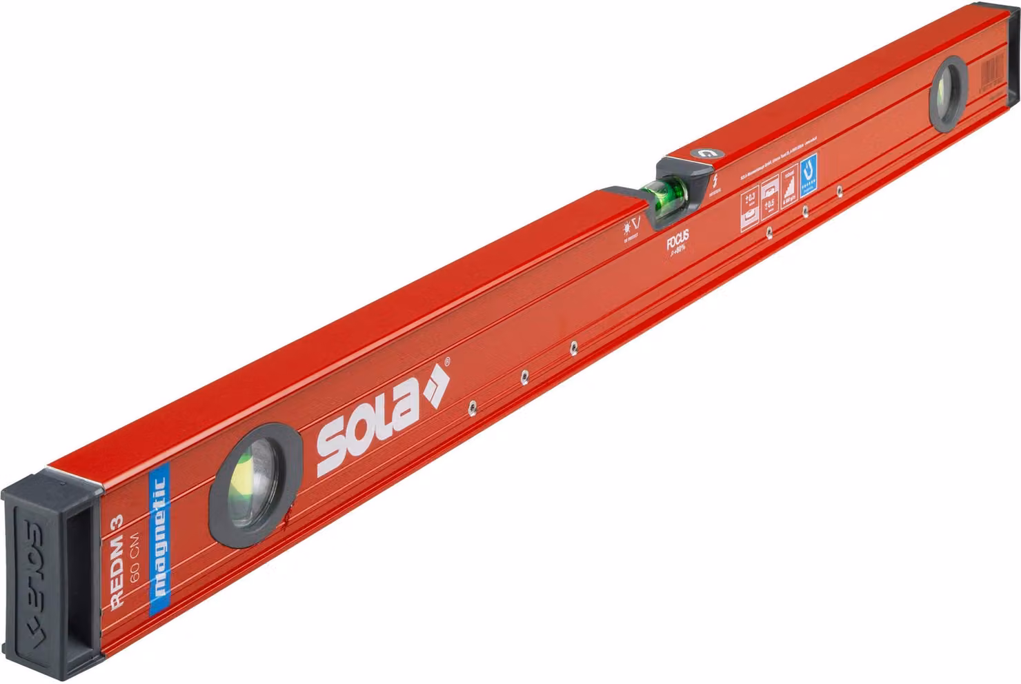 Sola RedM3 livella magnetica rossa verniciata a polvere lunghezza 600 mm alluminio