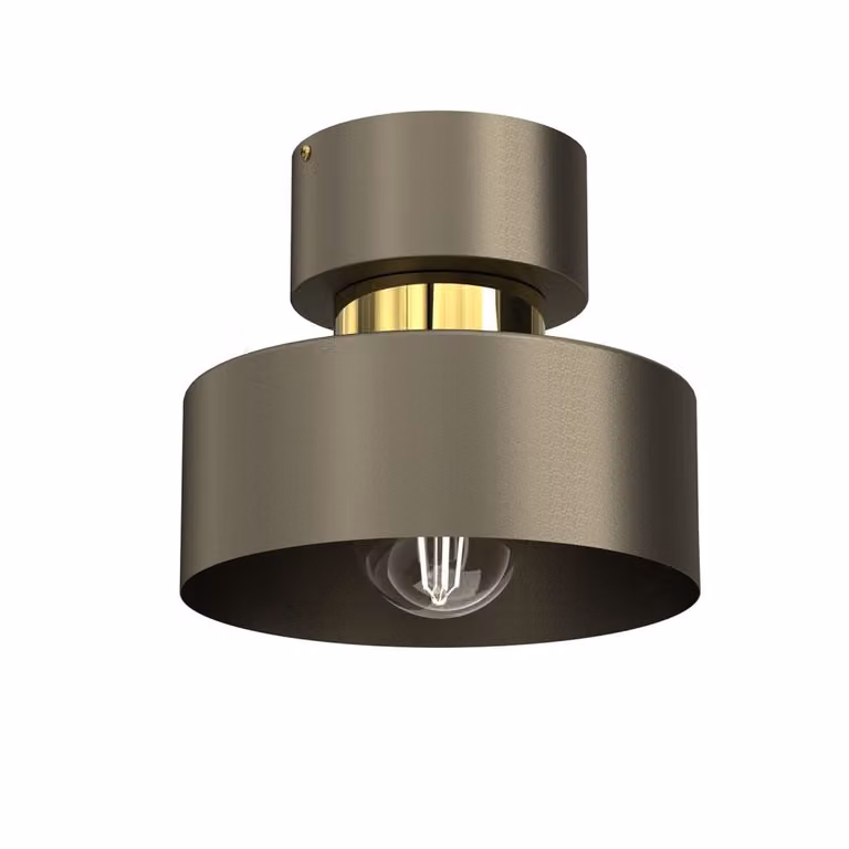 Plafoniera rotonda in titanio oro con elemento lucido oro Marti 1xE27 15W Luminex