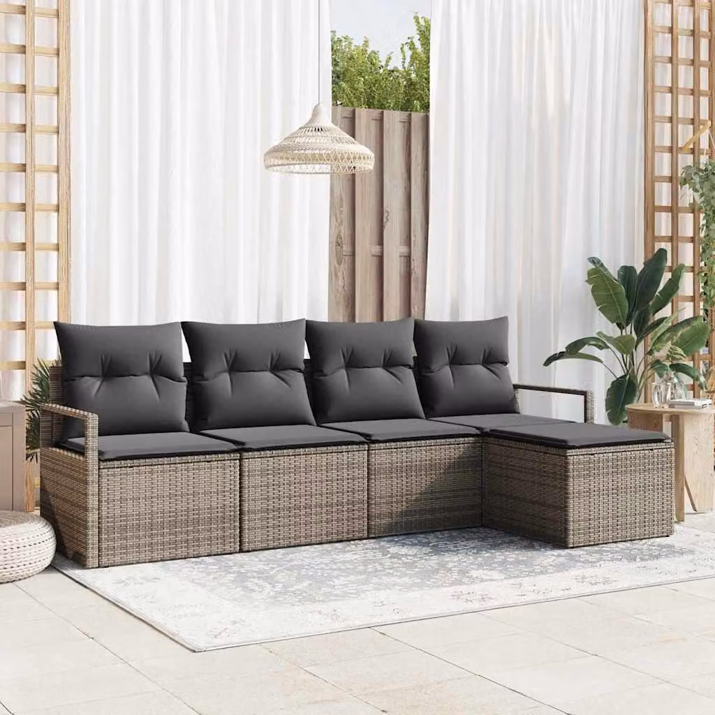 Maison Exclusive - Set di divani componibili, 5 pezzi, grigio [materiale sintetico]: rattan sintetico