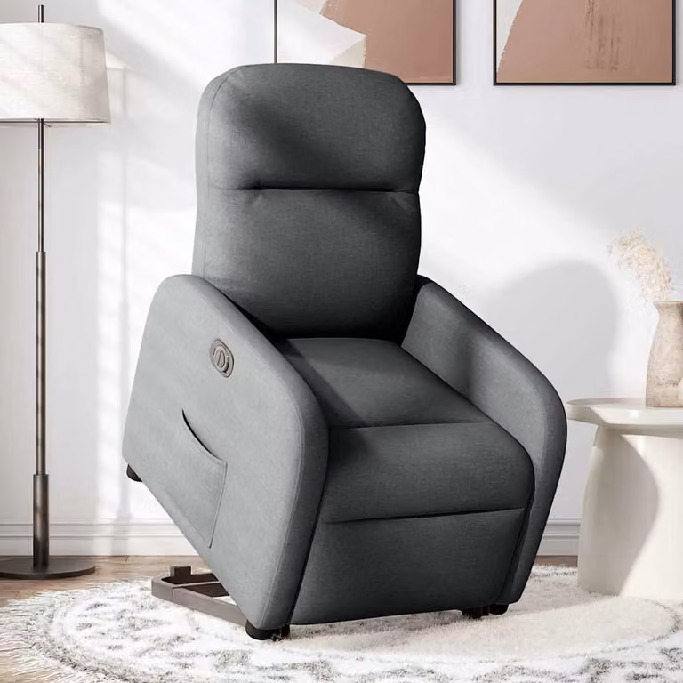 Poltrona Alzapersona Reclinabile Elettrica Grigio Scuro Tessuto